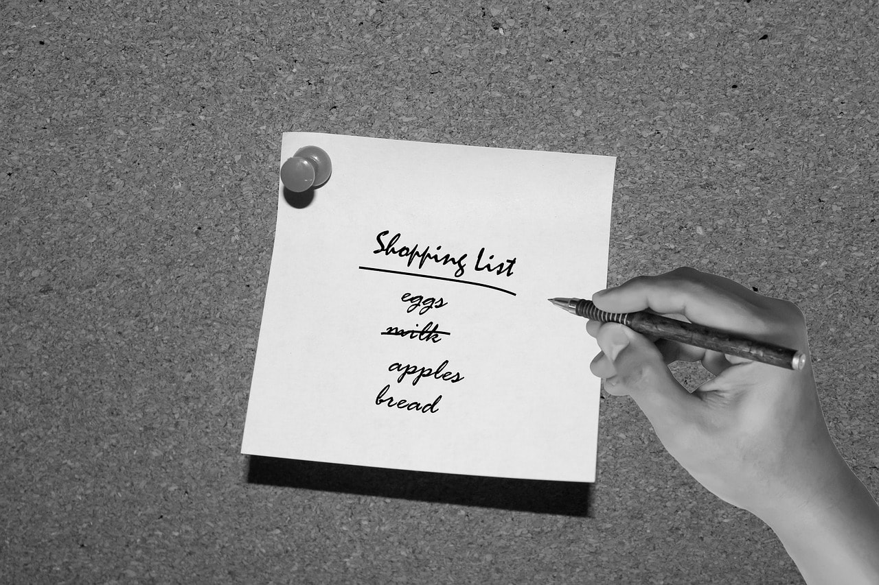 Create a shopping list when on a tight budget, budgeting tips